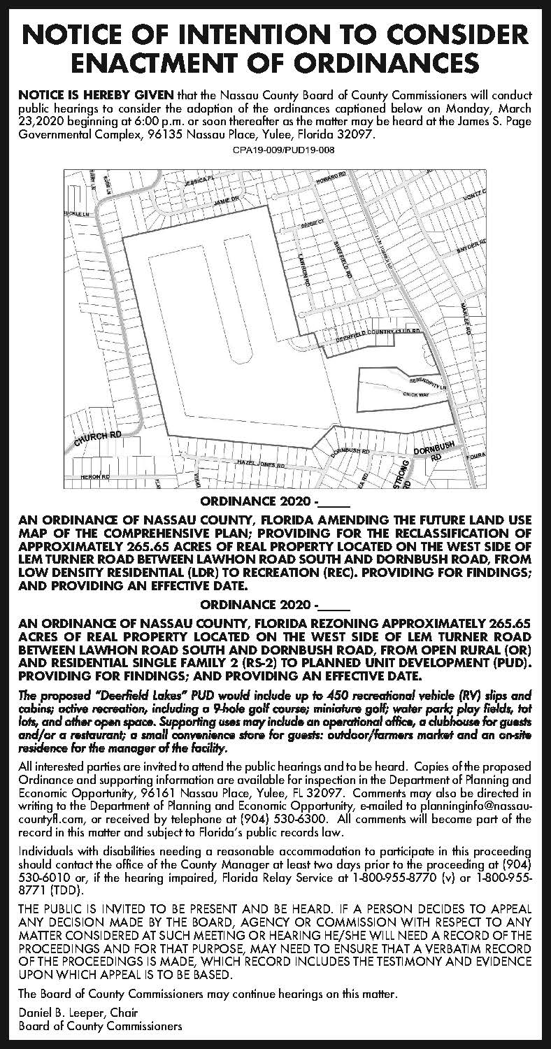 NOTICE OF INTENTION TO CONSIDER ENACTMENT OF ORDINANCES 