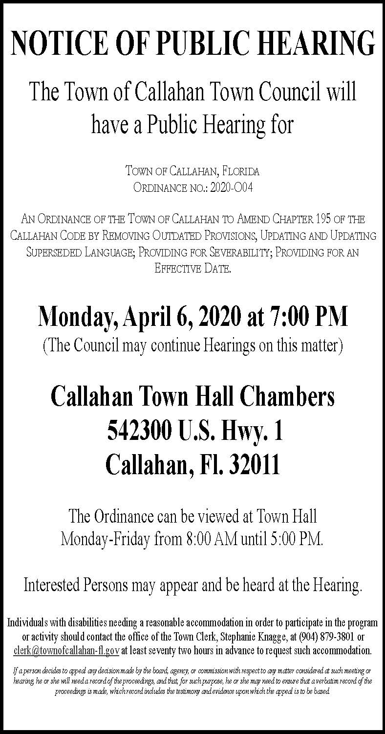 ORDINANCE NO.: 2020-O04