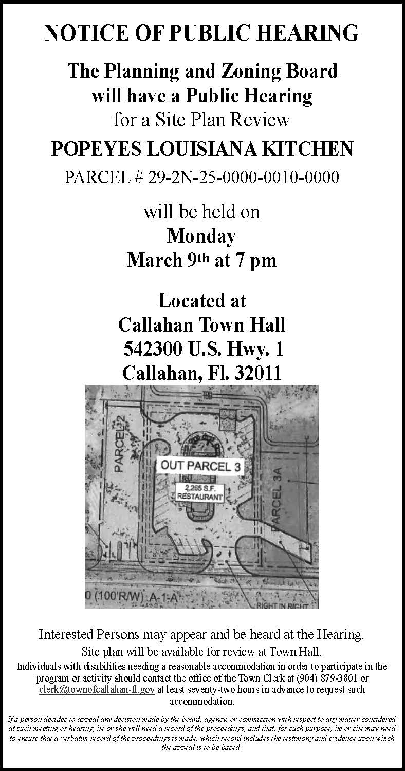 NOTICE OF PUBLIC HEARING PARCEL # 29-2N-25-0000-0010-0000