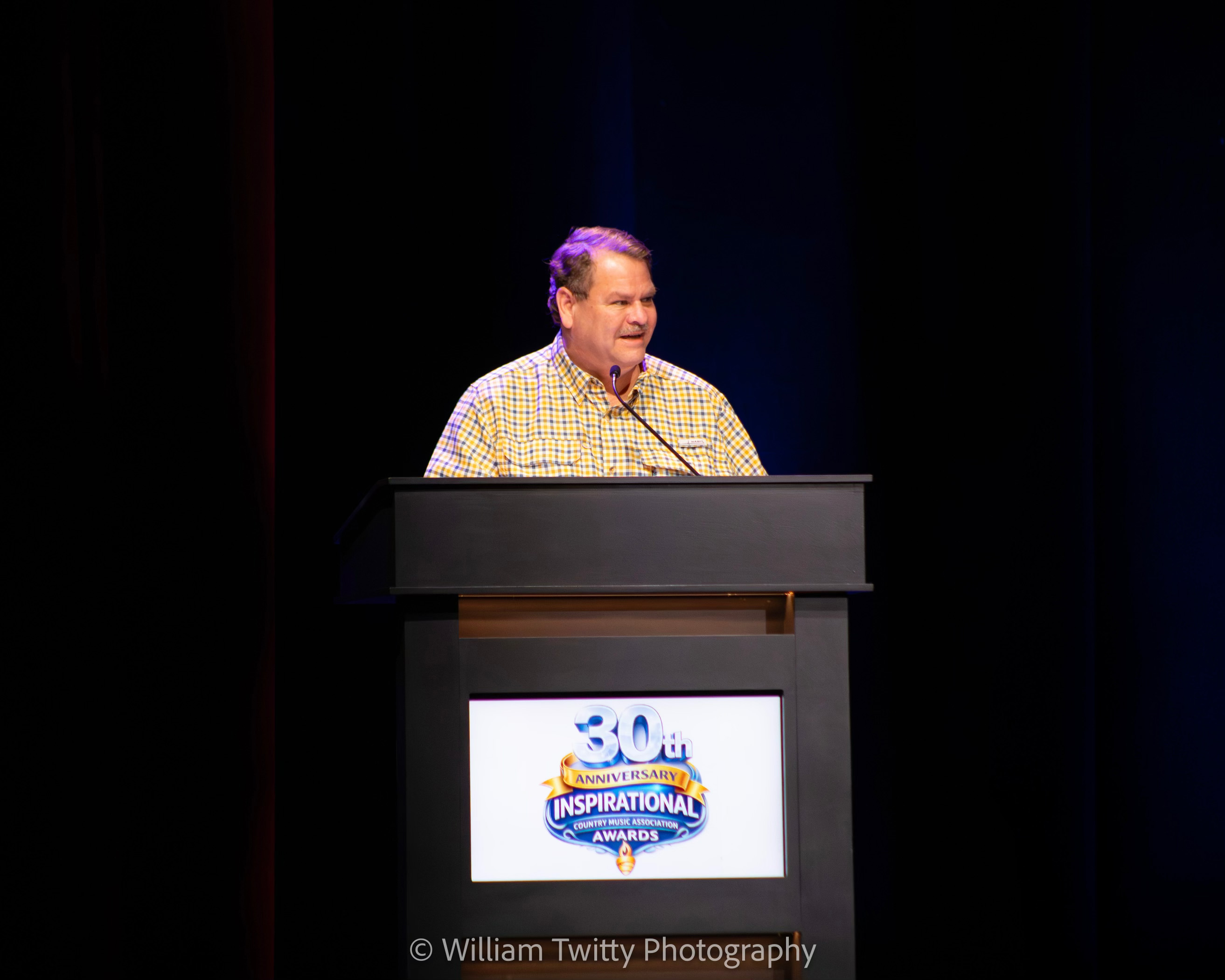 John Franklin accepts his award during the 30th Anniversary Inspirational Country Music Association Awards. Photo by William Twitty Photography