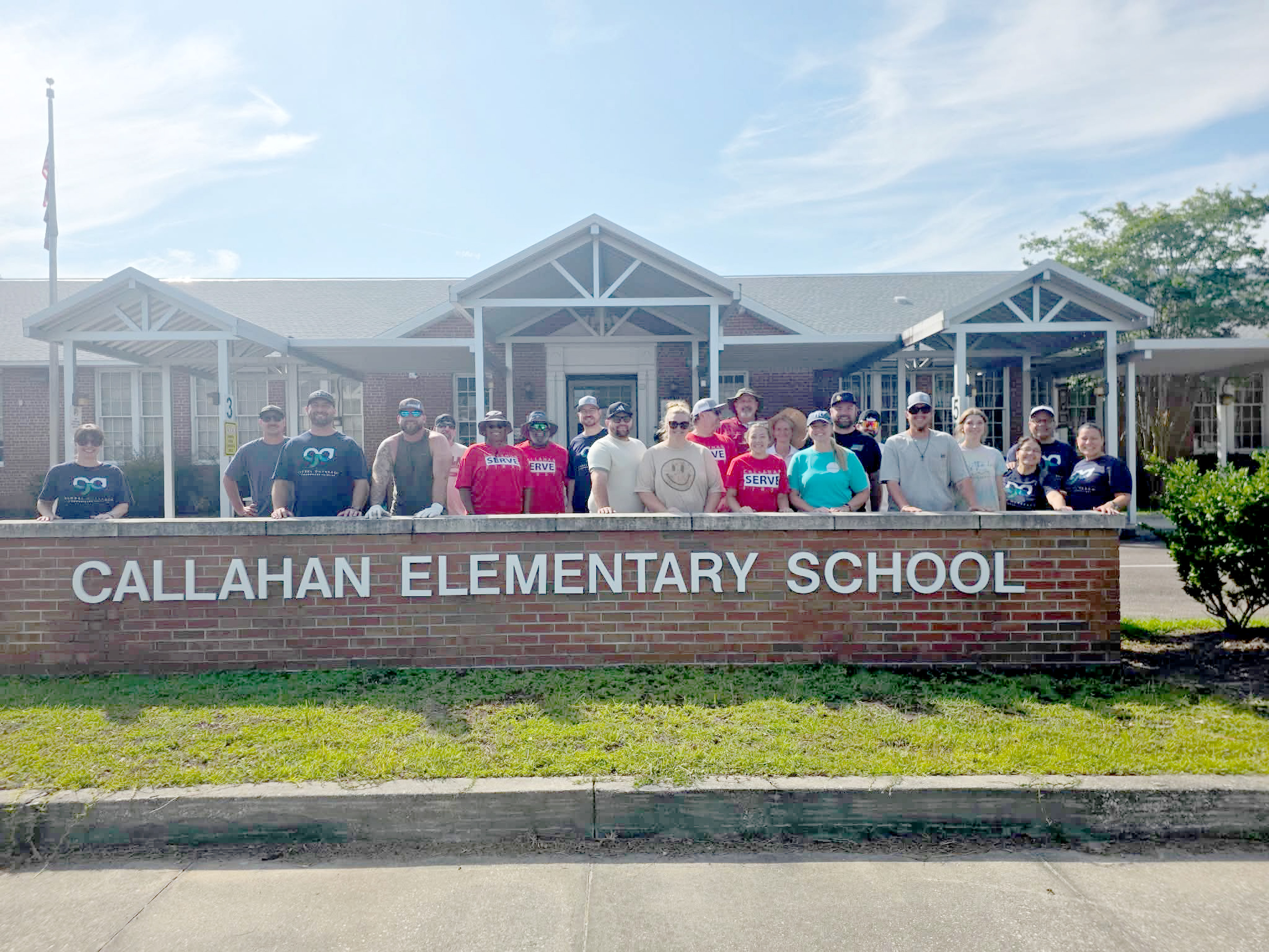 Volunteers from Callahan First Baptist Church recently worked on the landscaping at Callahan Elementary School to prepare it for the new school year. Students return to school Aug. 10 to start the 2026-27 school year. Submitted