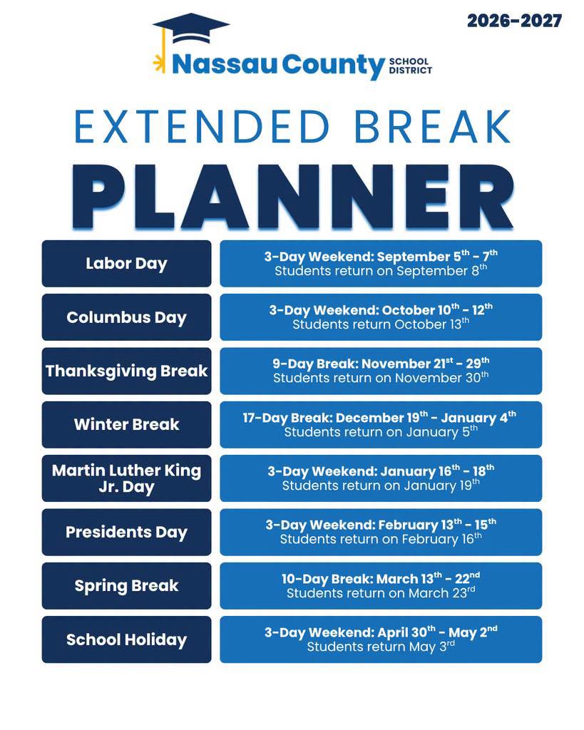 The school district shares this year's school closure dates.
