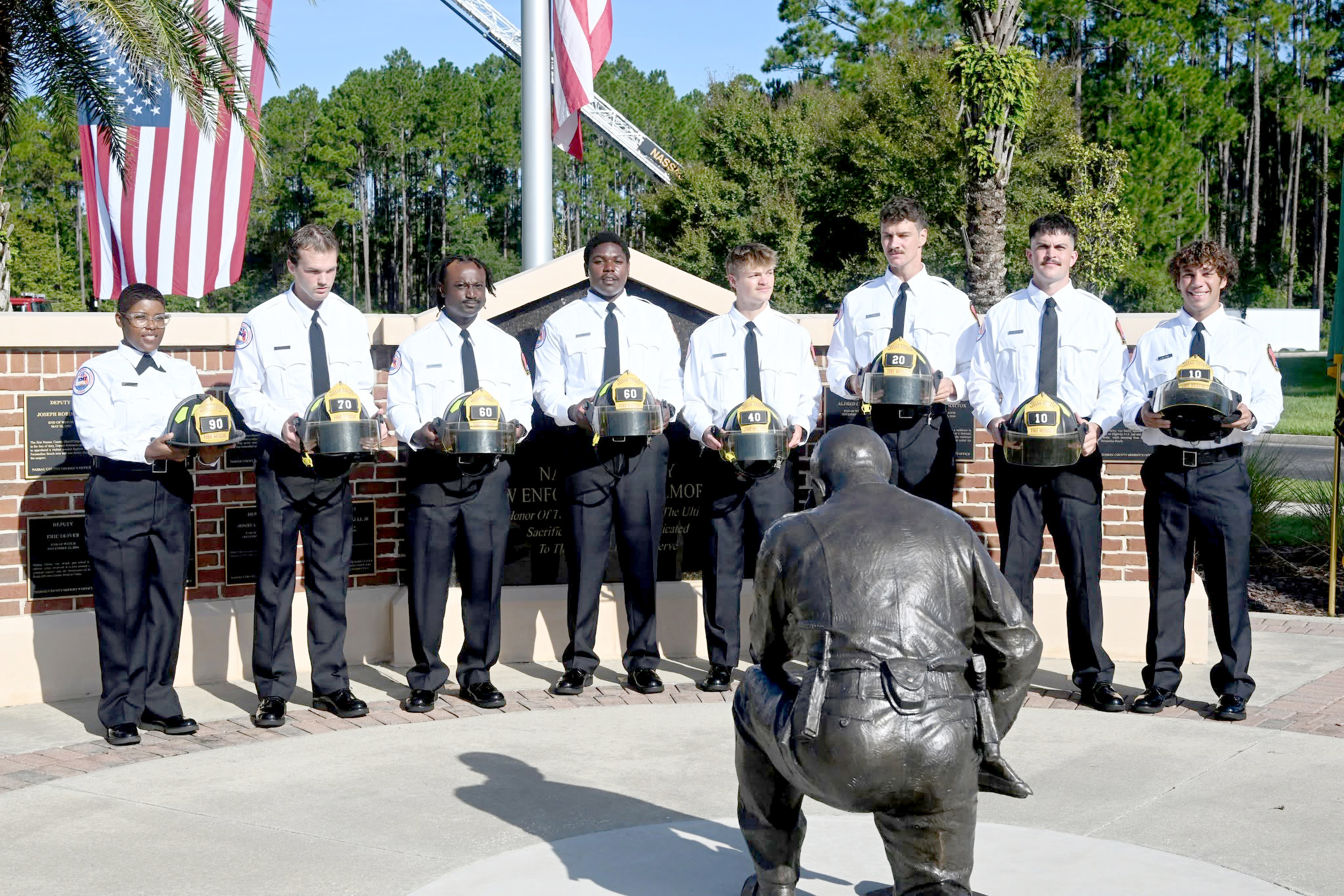 The Nassau County Sheriff’s Office and Nassau County Fire Rescue gather with community members Sept. 11 to commemorate the 25th anniversary of the Sept. 11, 2001 terrorist attacks, paying tribute to those who lost their lives that day.