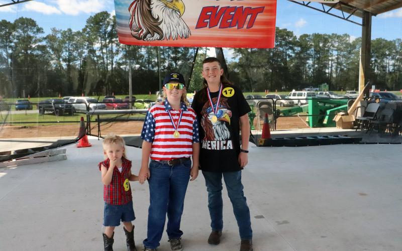 Colby Ream, Caleb Sloan and Brody Wilkinson, all of Callahan, and Mathew McAllister of Folkston, Ga., are the first-place winners of the Northeast Florida Fair Mane Event. Photo by Amanda Ream