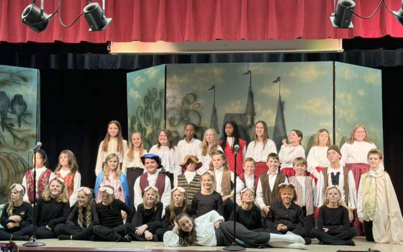 The Baillie Players lead Hilliard Elementary School students in performing “Cinderella” Jan. 17.