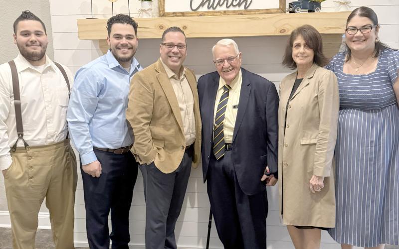Rev. Tito Miranda, third from left, and his wife, Rev. Gisela Miranda at far right, are the newly appointed pastors of The Anchor Church Español. They are joined by their sons, Alex and Andy Miranda, as well as The Anchor Church Pastor Dwight Allen and his wife, Bonnie Allen. Submitted