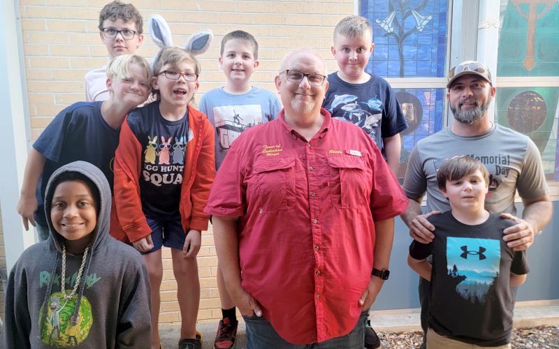 Callahan Mayor Randy Knagge, center, joins Webelo scouts from Callahan Cub Scout Pack 351 April 14.