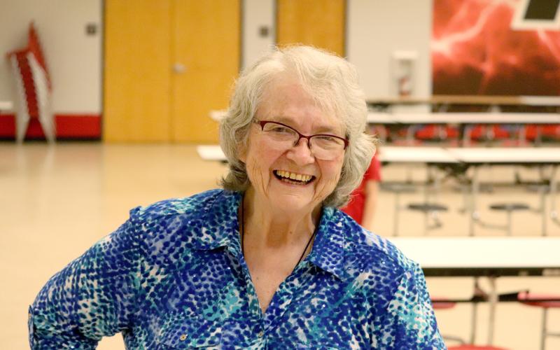 Hilda Loyd enjoys her retirement celebration May 14. She retired from volunteering at Hilliard Middle-Senior High School, where she has served as either a paid employee or a volunteer over the course of 40 years. Photo by Mike Thorn