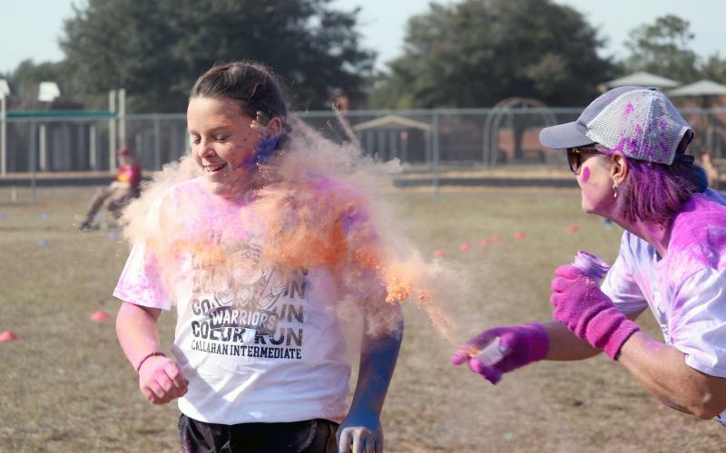 Students from the fifth grade classes of Stephen Simmons and Heather Drury participate in the Warrior Run at Callahan Intermediate School Nov. 21.