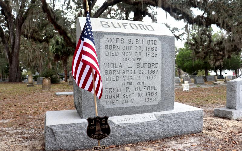 Buford’s grave received a U.S. Lighthouse Service grave marker in honor of his career, during which he manned the St. Johns River Lighthouse. Photos submitted and by Anna Newhoff