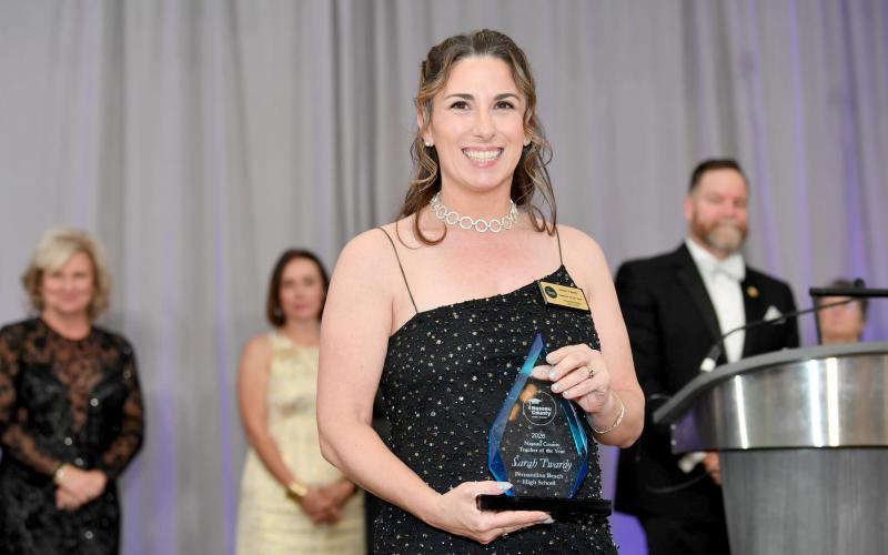 Fernandina Beach High School teacher Sarah Twardy is the Nassau County School District Teacher of the Year. She received the honor Friday night at The Ritz-Carlton Amelia Island. She will now compete for the state’s top honor, which is announced during the summer. Photo courtesy of the Nassau Education Foundation