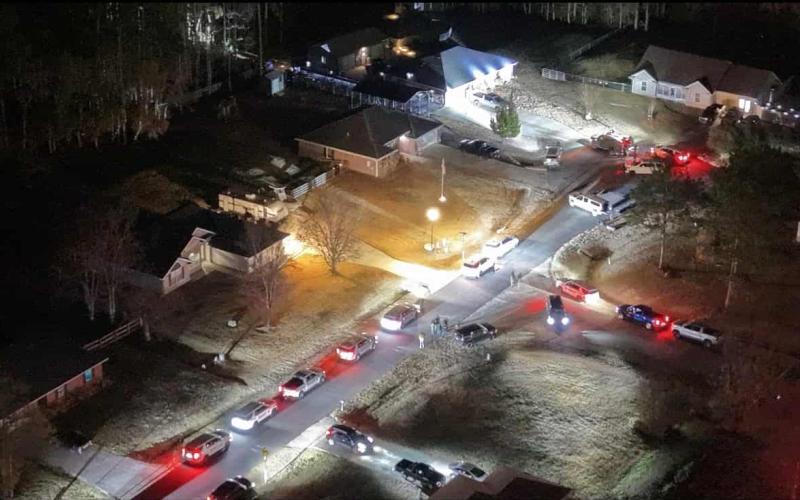 Drone footage shows the scene on Jessica Place Friday evening.
