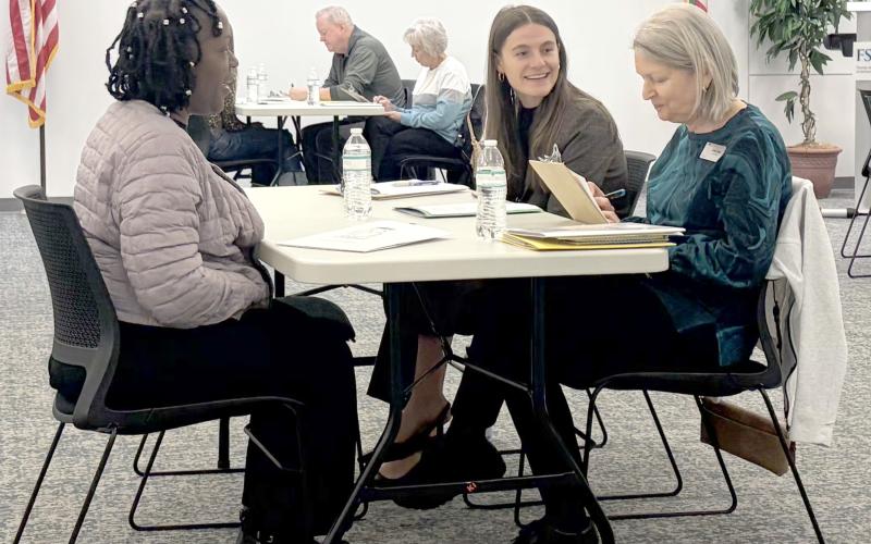 Chloe Clay works with other interviewers to help select the next class of Take Stock in Children Nassau scholars. A total of 37 students were chosen. Submitted