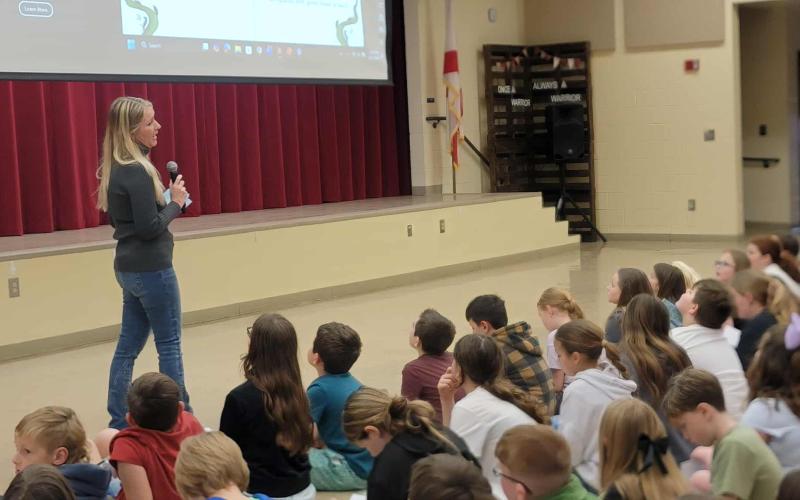 Author Heather Macht speaks to fourth grade students at Callahan Intermediate School. Photos by Amanda Bishop
