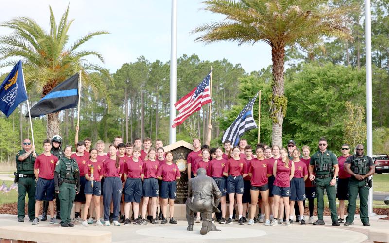 Deputies with the Nassau County Sheriff’s Office join West Nassau High School Air Force JROTC cadets for the annual Law Enforcement Torch Run in support of Special Olympics Florida.