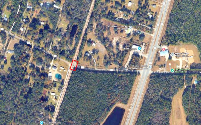 The railroad crossing will close Tuesday where the square is drawn in the map.