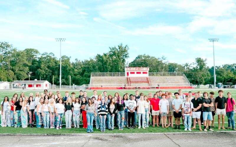 Hilliard Middle-Senior High School seniors join together for Senior Sunrise before school Aug. 10.