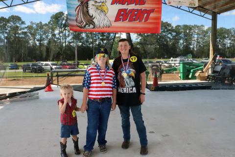 Colby Ream, Caleb Sloan and Brody Wilkinson, all of Callahan, and Mathew McAllister of Folkston, Ga., are the first-place winners of the Northeast Florida Fair Mane Event. Photo by Amanda Ream