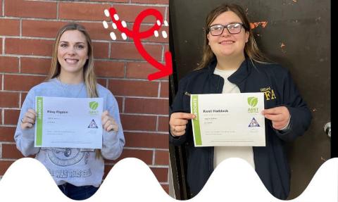 Hilliard Middle-Senior High School students Riley Rigdon, Kenli Haddock display their certificates.