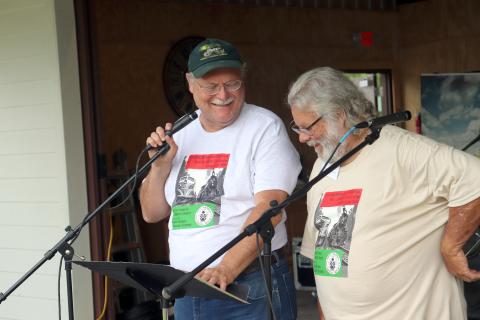 West Nassau Historical Society President John Hendricks shares a laugh with Vice President Jerry Peterson 