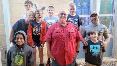 Callahan Mayor Randy Knagge, center, joins Webelo scouts from Callahan Cub Scout Pack 351 April 14.