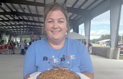 Abby Driggers baked the winning pie for the second year in a row for the Red, White and Boom Independence Day event Friday.