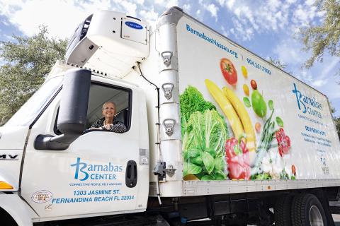 Barnabas Center Nassau’s new refrigerated truck helps the organization provide cold food to Western Nassau. The truck was a gift from Baptist Health and Baptist Medical Center Nassau.