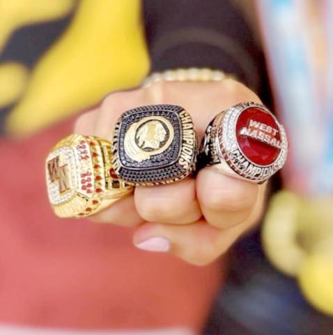 The 2024-25 West Nassau High School cheerleaders recently received their state, national and world championship rings. The team won the school’s 14th state championship in January and also won West Nassau’s fifth world championship and eighth national championship in February. 
