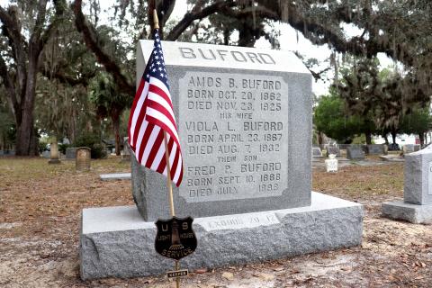 Buford’s grave received a U.S. Lighthouse Service grave marker in honor of his career, during which he manned the St. Johns River Lighthouse. Photos submitted and by Anna Newhoff
