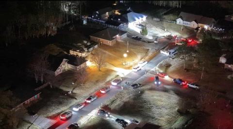 Drone footage shows the scene on Jessica Place Friday evening. 