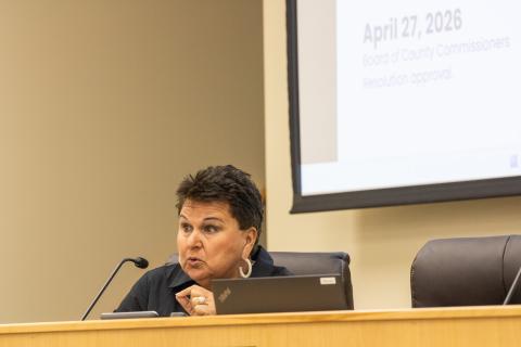 Superintendent Kathy Burns speaks at the March 23 school board workshop. Photo by Nick Blank