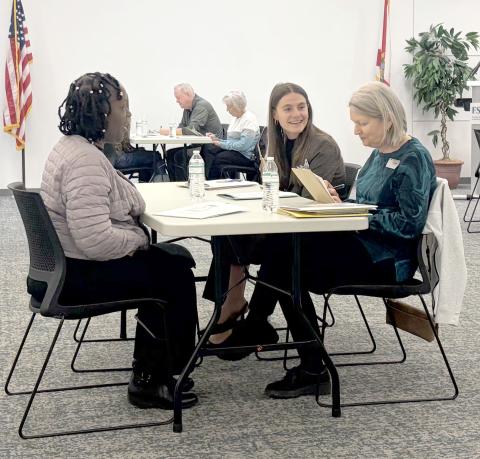 Chloe Clay works with other interviewers to help select the next class of Take Stock in Children Nassau scholars. A total of 37 students were chosen. Submitted