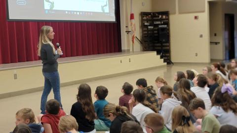 Author Heather Macht speaks to fourth grade students at Callahan Intermediate School. Photos by Amanda Bishop