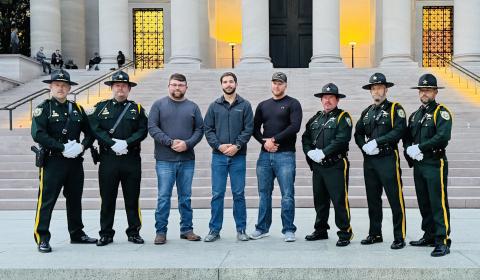 Members of the Nassau County Sheriff’s Office Honor Guard participate in the 45th Annual National Peace Officers’ Memorial Service May 15, standing in remembrance of the heroes who made the ultimate sacrifice in the line of duty. 