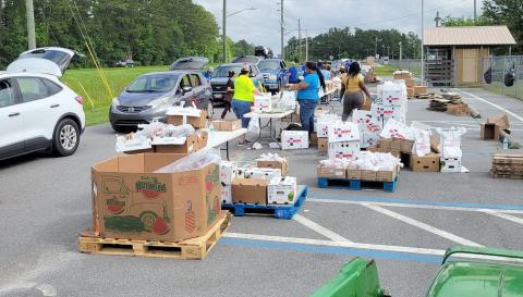 Barnabas Center currently offers drive-thru food drives at the Northeast Florida Fairgrounds while fundraising to build a western Nassau facility. Once complete, distributions could occur at the new building. Submitted