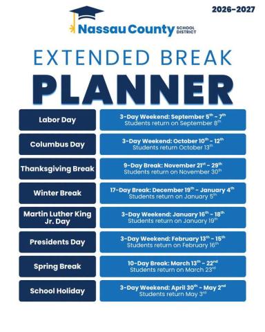 The school district shares this year's school closure dates.