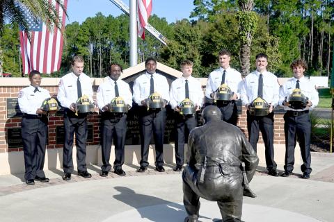 The Nassau County Sheriff’s Office and Nassau County Fire Rescue gather with community members Sept. 11 to commemorate the 25th anniversary of the Sept. 11, 2001 terrorist attacks, paying tribute to those who lost their lives that day.