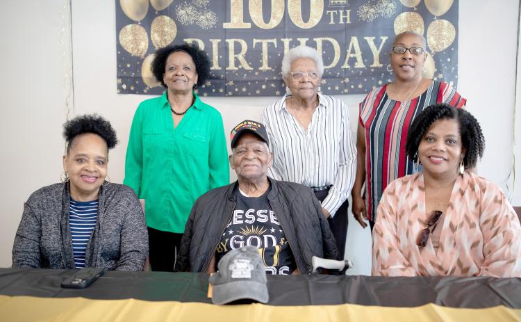 Sylvester Ross is blessed by God, as his shirt reads. The Hilliard veteran celebrated his 100th birthday with family and friends March 11. Photo courtesy of the Nassau County Council on Aging