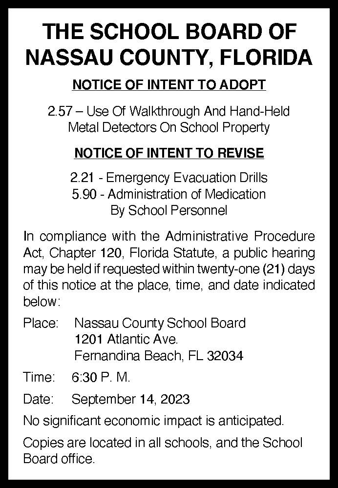 Legals | Nassau County Record, Callahan, Florida